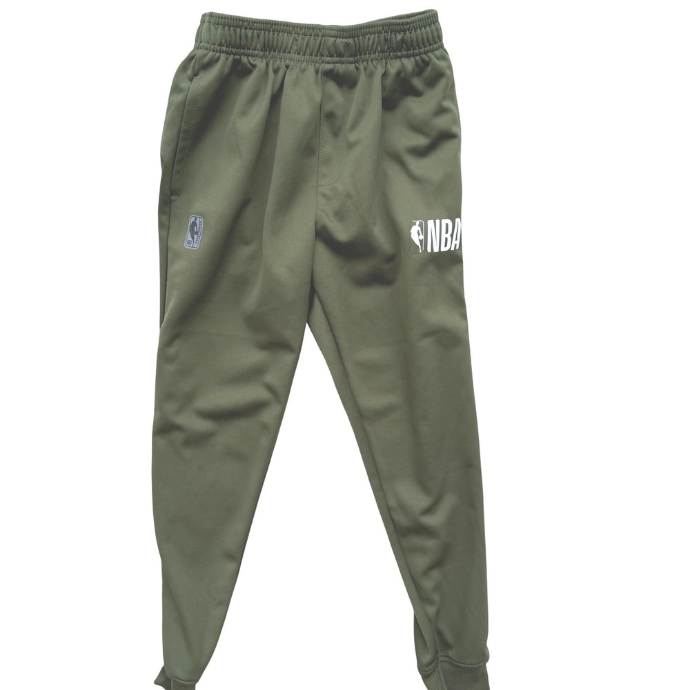 NBA Kids Jogger Sweatpants Olive Green Athletic Track Pants Basketball Logo